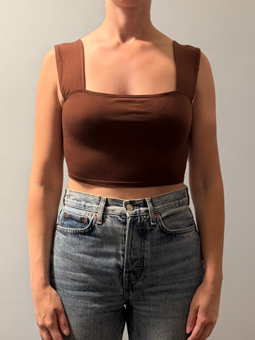 Reformation Knit Crop Top - Brown, Size Small